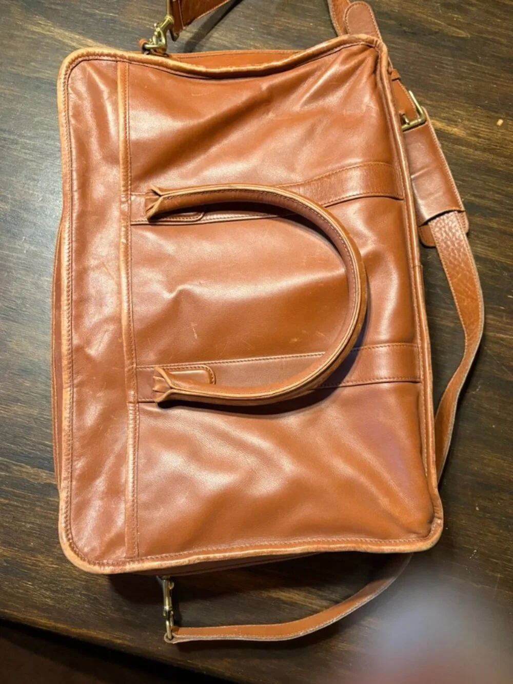 Vintage Coach Brown Glove-Tanned Leather Briefcase Messenger Bag